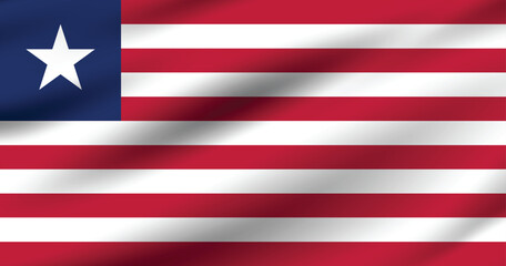 Flag of Liberia. Liberia flag official size and color standards digital vector illustration. Waving flag.