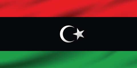 Flag of Libya. Libya flag official size and color standards digital vector illustration. Waving flag.