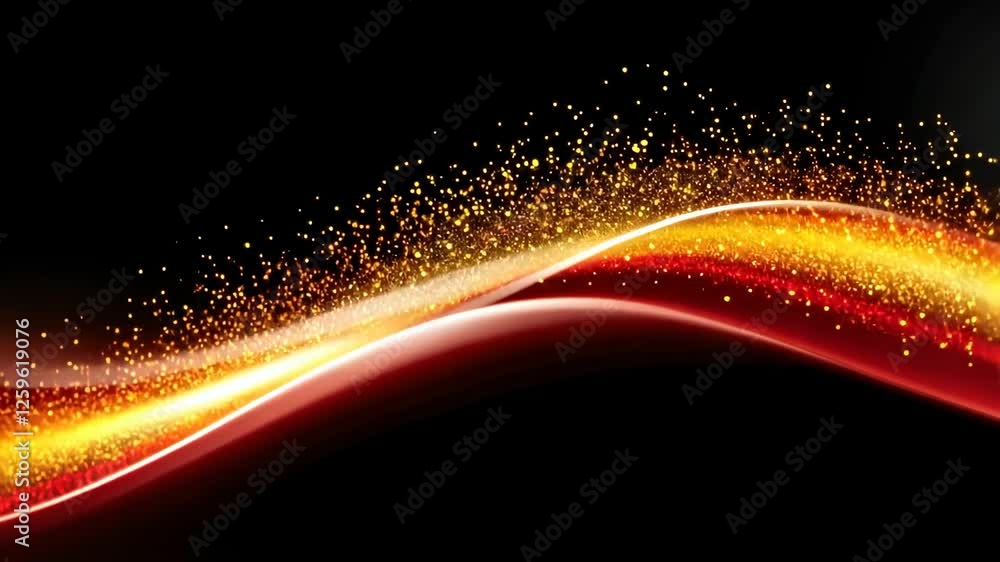 Poster dynamic abstract video with flowing red and yellow waves, viewed from a low angle, creating a sense 