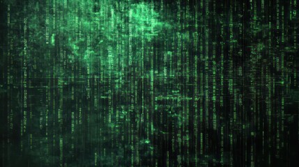 Fototapeta premium Abstract Matrix Style Green Code Rain Background for Technology Concepts
