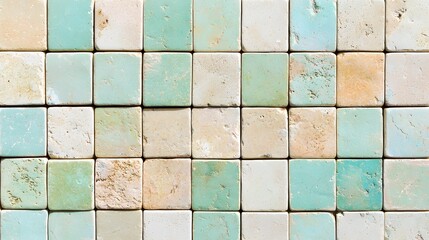 Colorful Square Tiles in Soft Pastels Arranged in a Grid Pattern