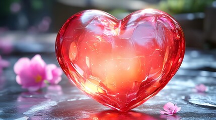 Valentine card with a transparent layered heart design creating a subtle depth effect on a soft pink background ultra-realistic cinematic lighting