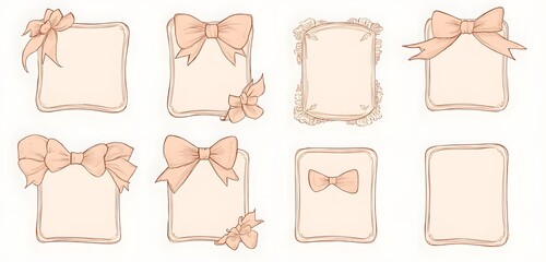 Delicate Peach Bows on Square Frames