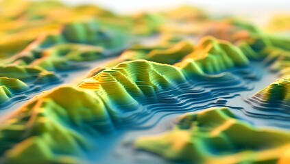 Detailed 3D Topographic Map of Mountains