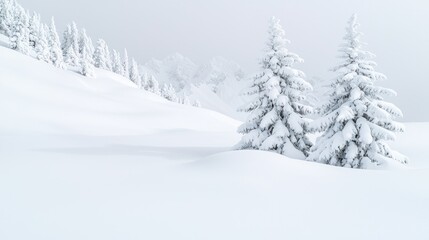 Fototapeta premium Snowy mountain landscape with frosted trees (2)