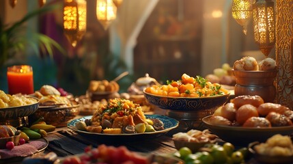 A Lavish Middle Eastern Feast: A Table Abundant with Delicious Dishes