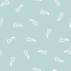 Seamless vector cartoon star pattern on blue background. Sky texture for clothing, textiles, card, stationery, phone cases, paper gifts, wallpaper, wrapping, fabric, cover.