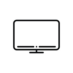 Black line icon for monitor