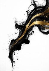 Fototapeta premium Abstract Black and Gold Ink Flow: A Modern Artistic Expression