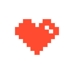 Pixel art heart love icon valentine