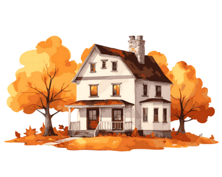 Quirky autumn house clipart isolated watercolor element with detailed artistic illustration
- Powered by Adobe