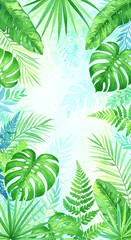 Tropical Watercolor Leaves Background Wallpaper