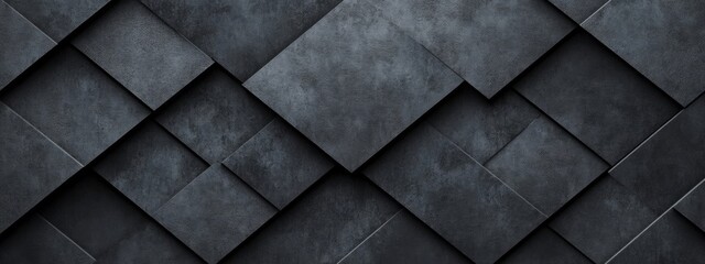 Black Background with Diamond Shapes and Lines, Banner Template with White Space for Text. Minimalist Abstract Wallpaper with Copy Space on Black Background. Elegant Modern Wallpaper.