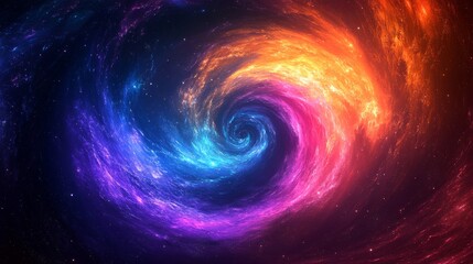 Abstract cosmic spiral vortex background. Featuring cosmic spiral vortex with vivid colors. Emphasizing depth and dynamic whirlpool. Ideal for space and artistic themes.
