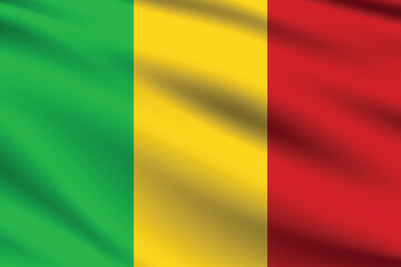 Flag of Mali. Mali flag official size and color standards digital vector illustration. Waving flag.