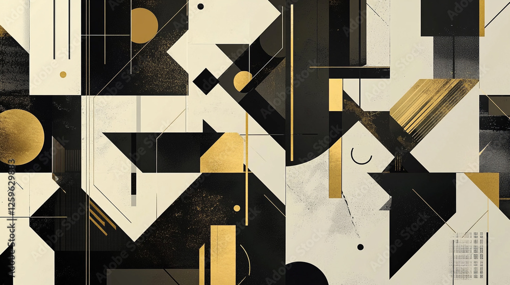 Poster luxury background with golden frames minimalistic elegant, an intricate geometric crystal-like patte