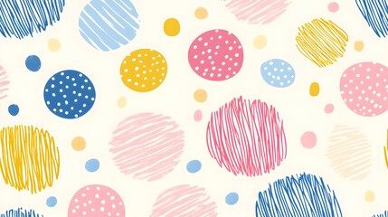 Colorful Polka Dots and Patterns on Light Background for Design