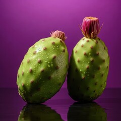 Two cacti with red buds