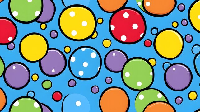 Colorful Polka Dots on Bright Blue Background for Fun Designs
