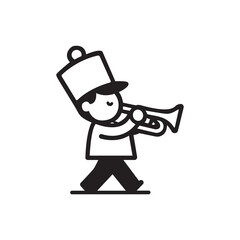 Fototapeta premium Cute playing trumpet musical instrument in marching band