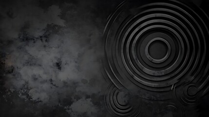 Dark metal circles, textured background, abstract design, website banner