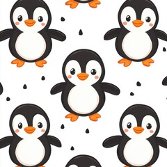 Obraz premium Playful penguins arctic habitat illustration cheerful environment close-up view whimsical concept for kids