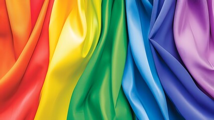 Colorful Satin Drapery in Rainbow Tones for Background and Design