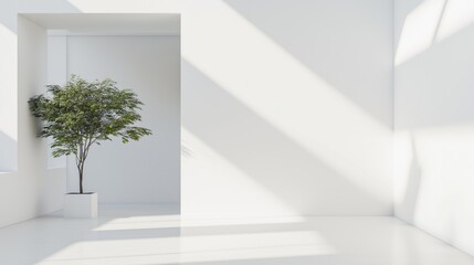 Modern office lobby with clean, minimal design and natural light, embodying simplicity and elegance.