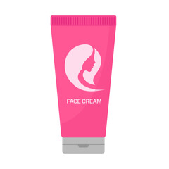 woman face cream tube flat vector illustration logo icon clipart