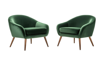 Two green arm chairs isolated on white background 