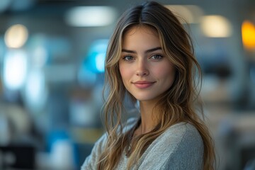 Obraz premium Confident woman office portrait, blurred background