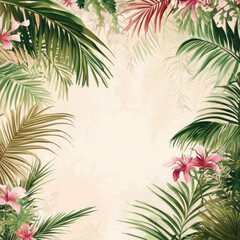 wedding invitations backround with palms, Hawaii themed, space in the middle,