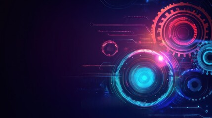 Fototapeta premium Colorful abstract gears with glowing elements
