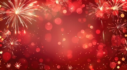 Colorful fireworks in the night sky. Holiday, new year celebration background.