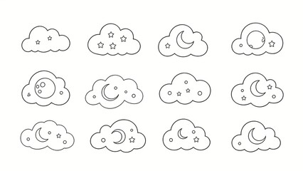 Fototapeta premium Sketch Night Sky Elements