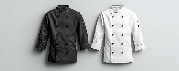 Chef coats, black and white, studio