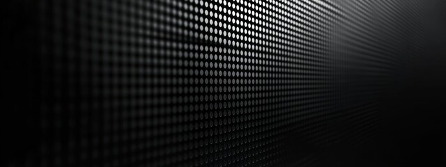 Minimalist grid pattern wallpaper on a black background. Banner template with white space for text, suitable for modern and professional design applications.