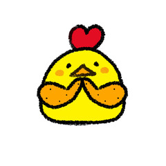 にわとり　手羽先　ひよこ　キャラクター　かわいい　手書き風　お願い