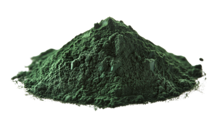 Pile of Spirulina powder isolated on white background 
