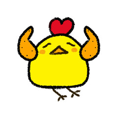 にわとり　手羽先　ひよこ　キャラクター　かわいい　手書き風　はしゃぐ　バンザイ