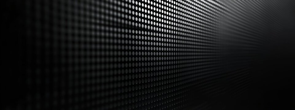 Minimalist grid pattern wallpaper on a black background. Banner template with white space for text, suitable for modern and professional design applications.