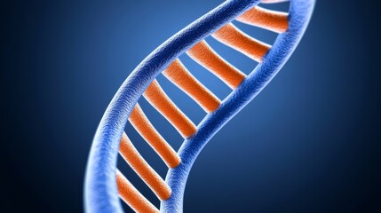 Close-up view of a DNA double helix structure showcasing its intricate design and vibrant color