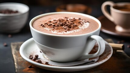 Obraz premium Hot Chocolate with Cocoa Powder and Milk