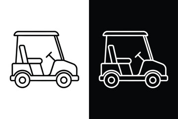 Elegant Golf Cart Vector Minimal Line Illustration black white background