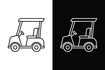 Fototapeta premium Elegant Golf Cart Vector Minimal Line Illustration