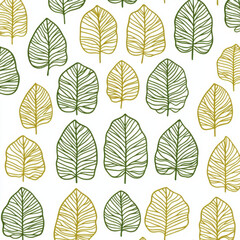 Fototapeta premium Vibrant tropical seamless pattern featuring hibiscus, bird of paradise flowers, and palm leaves on a yellow background. Perfect for wallpapers, textiles, and summer-themed designs.