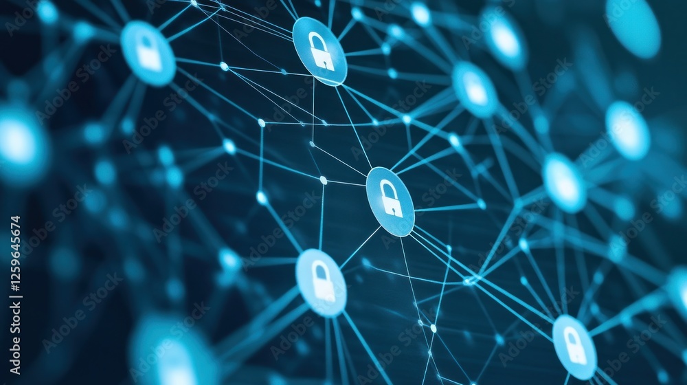 Poster connected security network: data protection and cyber security concept