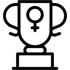 Champion, trophy, winner, award, female sign Icon