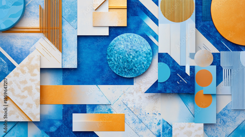 Poster abstract blue digital and data visualization background, closeup of a modern architectural facade sh