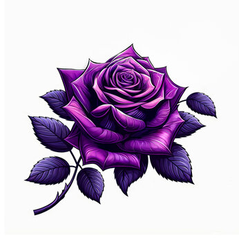 Beautiful isolated vector illustration of purple rose on white background.